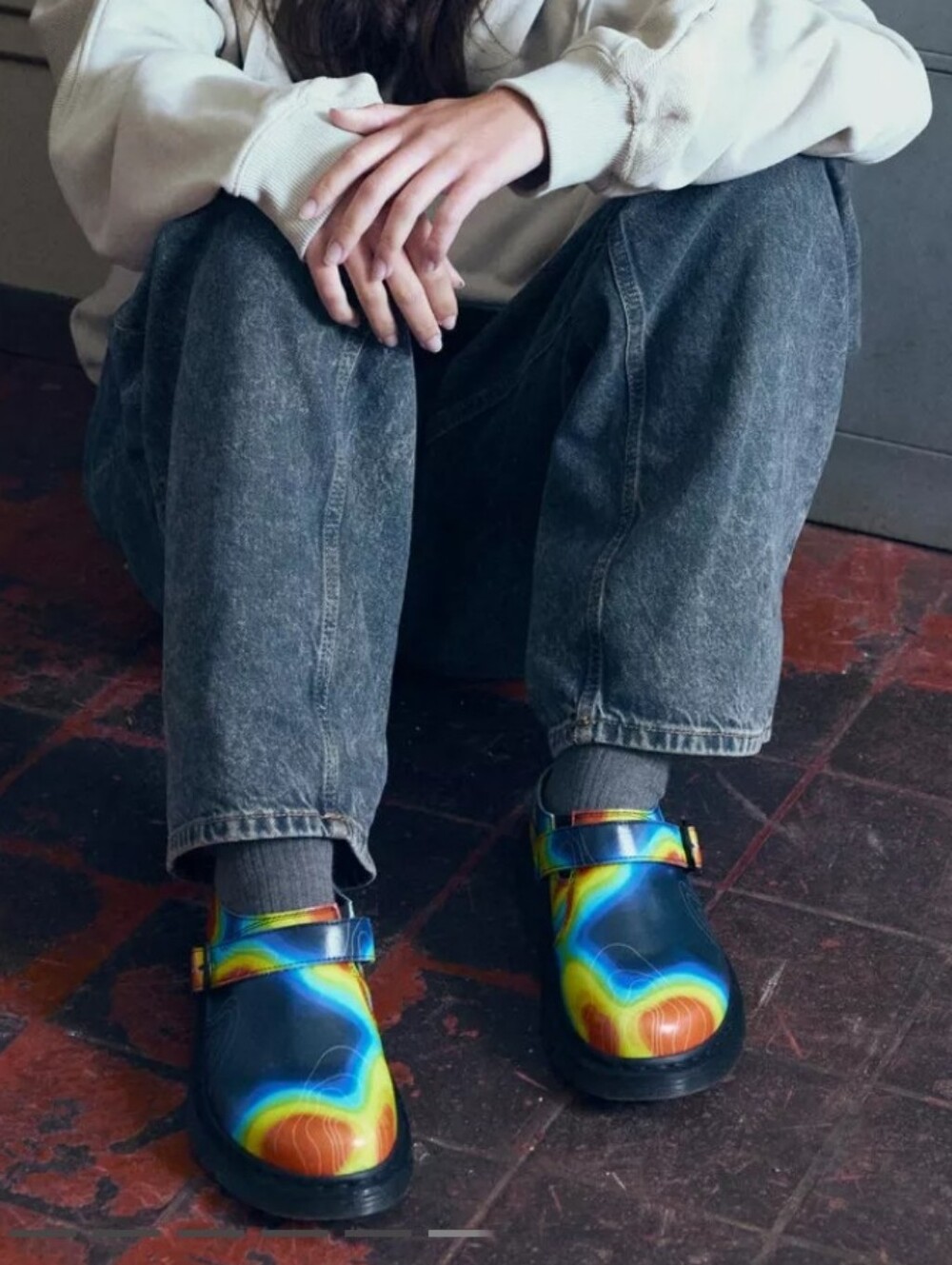 Dr. Martens Isham Genix 8 Nappa Reclaimed Thermal Map Mule Clog Trippy Festival